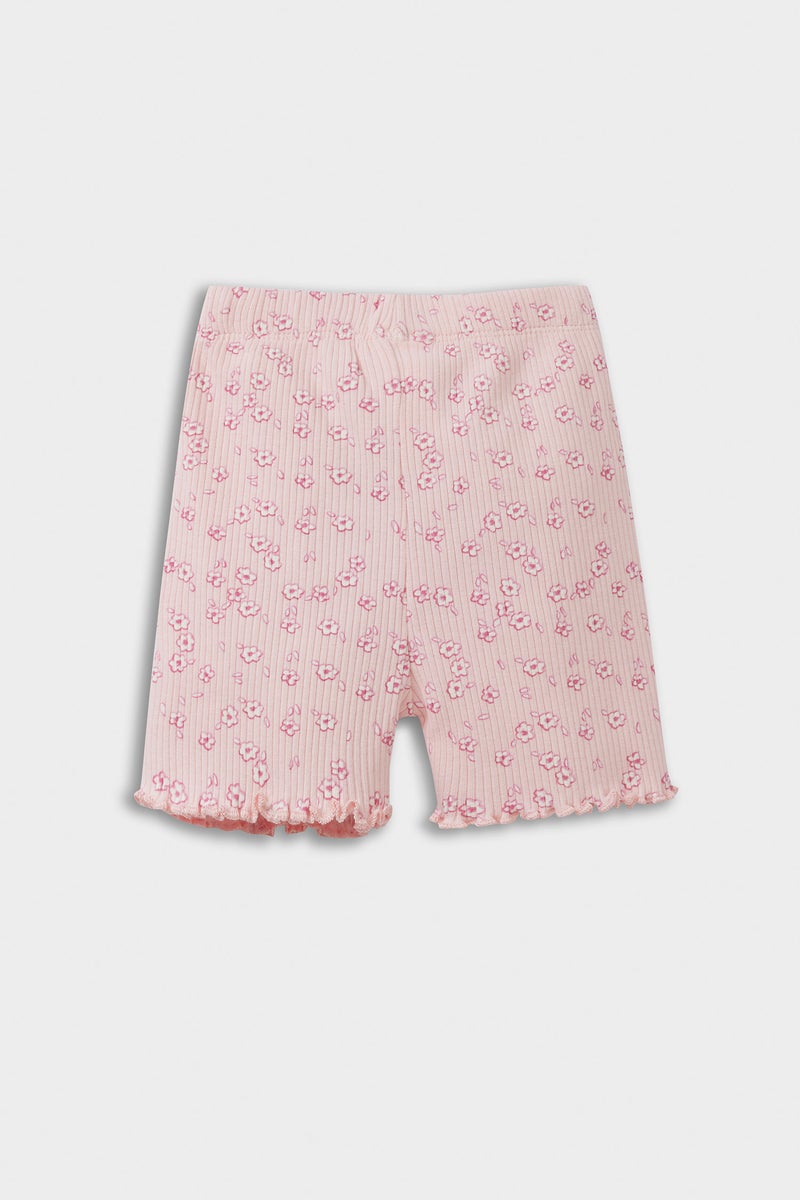 DeFacto Pink BabyGirl Baby Girl Biker Floral Corduroy Shorts Casual - Image 3